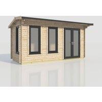 Power 18x8 Apex Log Cabin, Doors to the Right - 44mm Logs, Brown