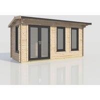 Power 18x8 Apex Log Cabin, Doors to the Left - 44mm Logs, Brown