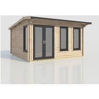 Power 16x16 Apex Log Cabin, Doors to the Left - 44mm Logs, Brown