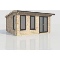 Power 18x16 Apex Log Cabin, Doors to the Right - 44mm Logs, Brown