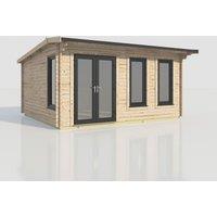 Power 18x16 Apex Log Cabin, Doors to the Left - 44mm Logs, Brown