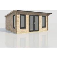 Power 18x18 Apex Log Cabin, Doors Central - 44mm Logs, Brown