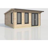 Power 18x18 Apex Log Cabin, Doors to the Right - 44mm Logs, Brown