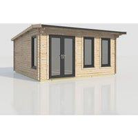 Power 18x18 Apex Log Cabin, Doors to the Left - 44mm Logs, Brown