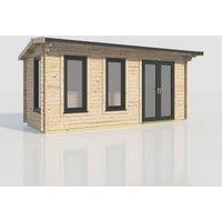 Power 20x8 Apex Log Cabin, Doors to the Right - 44mm Logs, Brown