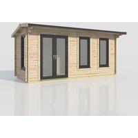 Power 20x8 Apex Log Cabin, Doors to the Left - 44mm Logs, Brown
