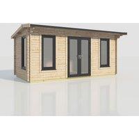 Power 20x10 Apex Log Cabin, Doors Central - 44mm Logs, Brown