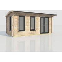 Power 20x10 Apex Log Cabin, Doors to the Right - 44mm Logs, Brown
