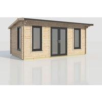 Power 20x12 Apex Log Cabin, Doors Central - 44mm Logs, Brown