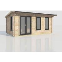 Power 20x12 Apex Log Cabin, Doors to the Left - 44mm Logs, Brown