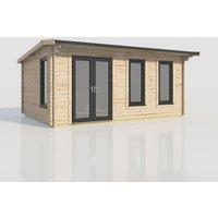 Power 20x14 Apex Log Cabin, Doors to the Left - 44mm Logs, Brown