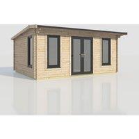 Power 20x16 Apex Log Cabin, Doors Central - 44mm Logs, Brown