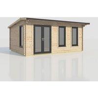Power 20x16 Apex Log Cabin, Doors to the Left - 44mm Logs, Brown