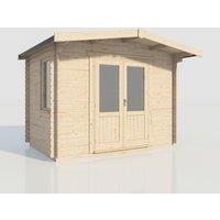 Power 8x12 Chalet Log Cabin, Doors Central - 28mm Logs, Brown
