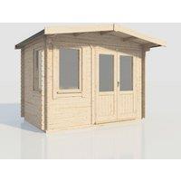 Power 8x12 Chalet Log Cabin, Doors to the Right - 28mm Logs, Brown