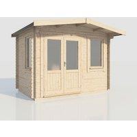 Power 8x12 Chalet Log Cabin, Doors to the Left - 28mm Logs, Brown