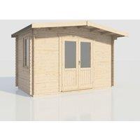 Power 8x14 Chalet Log Cabin, Doors Central - 28mm Logs, Brown