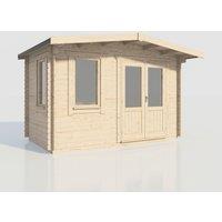 Power 8x14 Chalet Log Cabin, Doors to the Right - 28mm Logs, Brown