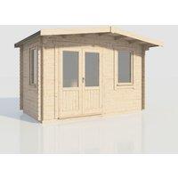 Power 8x14 Chalet Log Cabin, Doors to the Left - 28mm Logs, Brown