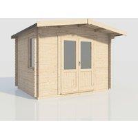 Power 10x12 Chalet Log Cabin, Doors Central - 28mm Logs, Brown