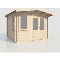 Power 10x12 Chalet Log Cabin, Doors to the Right - 28mm Logs, Brown
