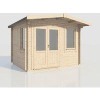 Power 10x12 Chalet Log Cabin, Doors to the Left - 28mm Logs, Brown