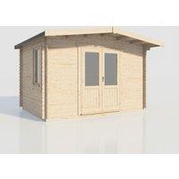 Power 10x14 Chalet Log Cabin, Doors Central - 28mm Logs, Brown