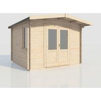 Power 12x12 Chalet Log Cabin, Doors Central - 28mm Logs, Brown