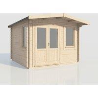 Power 12x12 Chalet Log Cabin, Doors to the Left - 28mm Logs, Brown