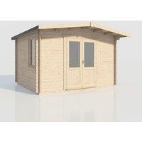 Power 12x14 Chalet Log Cabin, Doors Central - 28mm Logs, Brown