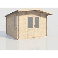Power 14x12 Chalet Log Cabin, Doors Central - 28mm Logs, Brown