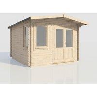 Power 14x12 Chalet Log Cabin, Doors to the Right - 28mm Logs, Brown