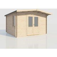 Power 14x14 Chalet Log Cabin, Doors Central - 28mm Logs, Brown