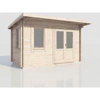 Power 14x8 Pent Log Cabin, Doors to the Right - 28mm Logs, Brown