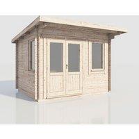 Power 12x10 Pent Log Cabin, Doors to the Left - 28mm Logs, Brown