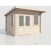 Power 12x12 Pent Log Cabin, Doors to the Left - 28mm Logs, Brown