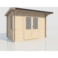 Power 12x8 Apex Log Cabin, Doors Central - 28mm Logs, Brown