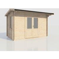 Power 14x8 Apex Log Cabin, Doors Central - 28mm Logs, Brown