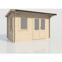 Power 14x8 Apex Log Cabin, Doors to the Right - 28mm Logs, Brown