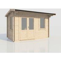 Power 14x8 Apex Log Cabin, Doors to the Left - 28mm Logs, Brown