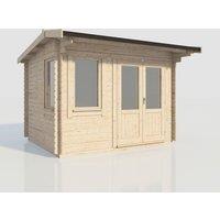 Power 12x10 Apex Log Cabin, Doors to the Right - 28mm Logs, Brown