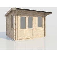 Power 12x10 Apex Log Cabin, Doors to the Left - 28mm Logs, Brown