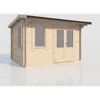 Power 14x10 Apex Log Cabin, Doors to the Right - 28mm Logs, Brown