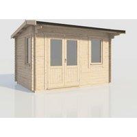 Power 14x10 Apex Log Cabin, Doors to the Left - 28mm Logs, Brown