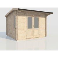 Power 12x12 Apex Log Cabin, Doors Central - 28mm Logs, Brown