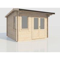 Power 12x12 Apex Log Cabin, Doors to the Right - 28mm Logs, Brown