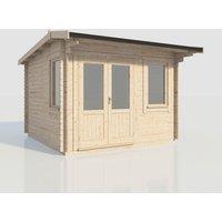 Power 12x12 Apex Log Cabin, Doors to the Left - 28mm Logs, Brown