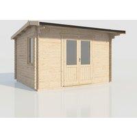 Power 14x12 Apex Log Cabin, Doors Central - 28mm Logs, Brown
