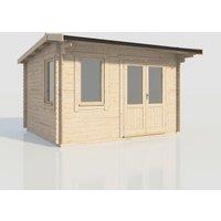 Power 14x12 Apex Log Cabin, Doors to the Right - 28mm Logs, Brown