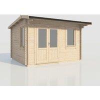 Power 14x12 Apex Log Cabin, Doors to the Left - 28mm Logs, Brown